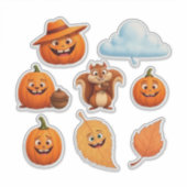 Autumn Leaves and Pumpkins Sticker Set シール (正面)