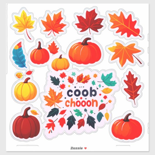 Autumn Leaves and Pumpkins Sticker Set シール (シート)