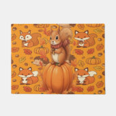 Autumn Leaves and Woodland Animals ドアマット (正面)