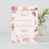 Autumn Leaves Blush Terracotta Photo Wedding 招待状 (スタンド正面)