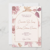 Autumn Leaves Blush Terracotta Photo Wedding 招待状 (正面)