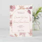 Autumn Leaves Blush Terracotta Photo Wedding 招待状 (スタンド正面)