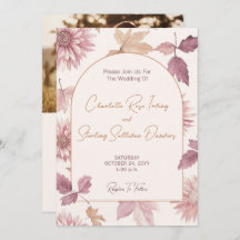 Autumn Leaves Blush Terracotta Photo Wedding