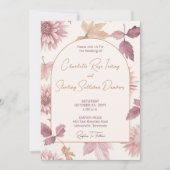 Autumn Leaves Blush Terracotta Photo Wedding 招待状 (正面)