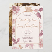 Autumn Leaves Blush Terracotta Photo Wedding