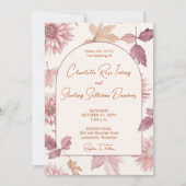 Autumn Leaves Blush Terracotta Photo Wedding 招待状 (正面)