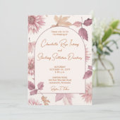 Autumn Leaves Blush Terracotta Photo Wedding 招待状 (スタンド正面)