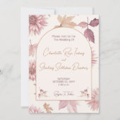 Autumn Leaves Blush Terracotta Photo Wedding 招待状 (正面)