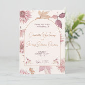 Autumn Leaves Blush Terracotta Photo Wedding 招待状 (スタンド正面)