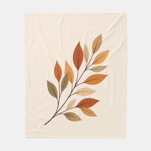 Autumn Leaves Branch Fleece Blanket | Minimal Fall フリースブランケット (正面)