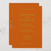 Autumn Leaves & Burnt Orange Floral Wedding 招待状 (正面/裏面)