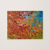 青い色への赤い衰退、シンプルな設計 ジグソーパズル | Zazzle.co.jp