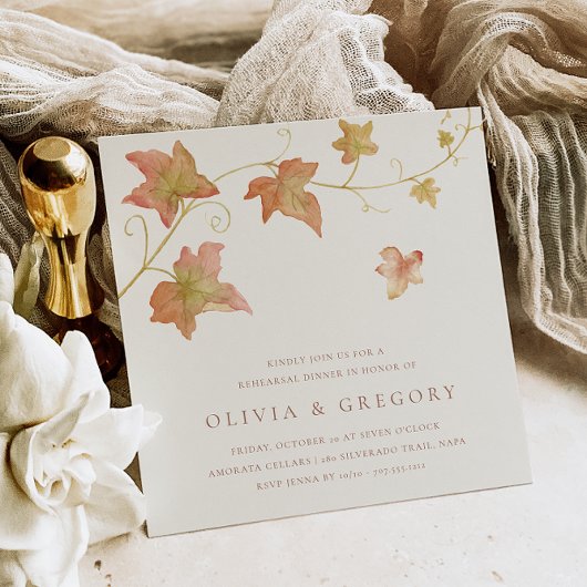 Autumn Leaves Fall Rehearsal Dinner 招待状