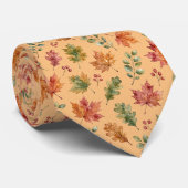 Autumn Leaves Faux Silk | ボタニカル秋の庭園 ネクタイ (ロール)