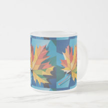 Autumn Leaves Frosted Glass Mug