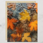 Autumn Leaves in Rain Scrapbook Paper (正面/裏面)