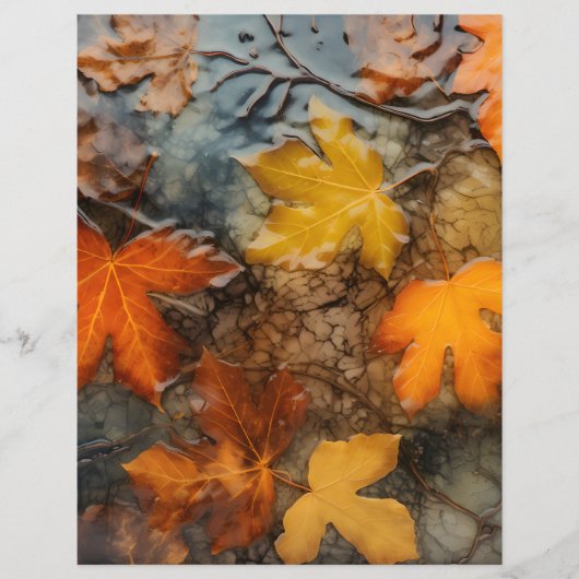 Autumn Leaves in Rain Scrapbook Paper (正面)