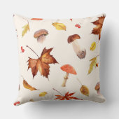 Autumn Leaves & Mushrooms Watercolor クッション (裏面)