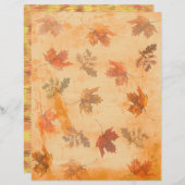 Autumn Leaves on Grunge Background Scrapbook Paper (正面/裏面)