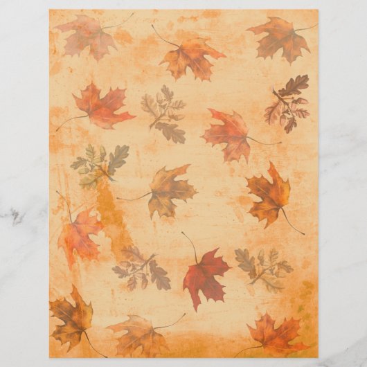 Autumn Leaves on Grunge Background Scrapbook Paper (正面)