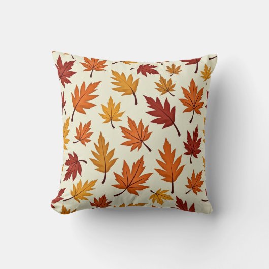 Autumn Leaves Pattern – Cozy Fall Foliage Design クッション (正面)