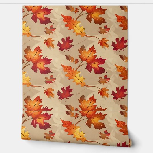 Autumn Leaves Pattern Peel and Stick Removable 壁紙 (ほどく)
