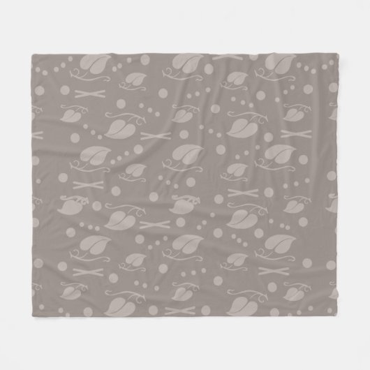 Autumn Leaves Pattern Taupe フリースブランケット (正面(横))
