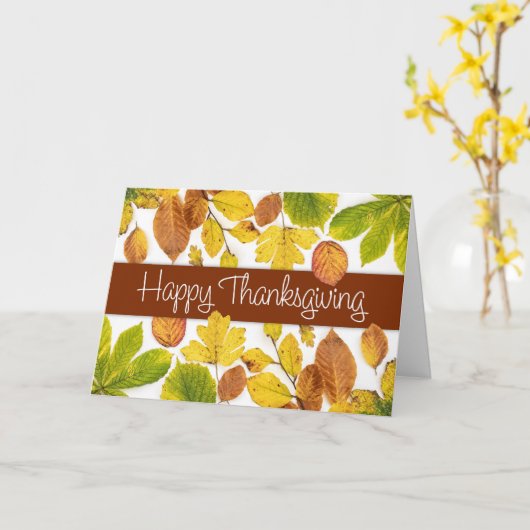 Autumn Leaves Photographic Thanksgiving カード (黄色い花)