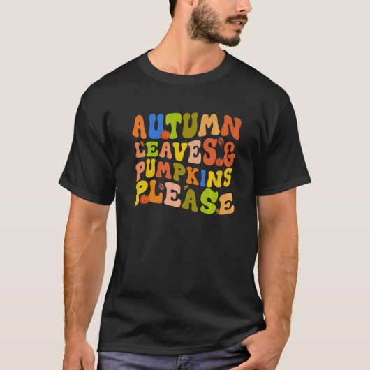 AUTUMN LEAVES & PUMPKINS PLEASE  Fall Season Graph Tシャツ (正面)