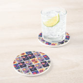 Autumn Leaves Rustic Patchwork Quilt Collage コースター (側面)