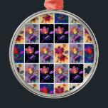 Autumn Leaves Rustic Patchwork Quilt Collage メタルオーナメント<br><div class="desc">Beautiful nature foliage patchwork quilt collage of autumn leaves and dried flowers. Custom digital artwork brings forth a stunningly colorful display. Perfect for gift giving or to decorate your own surroundings.</div>