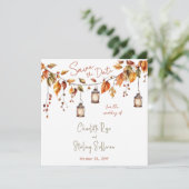 Autumn Leaves Rustic Watercolor Elegant Wedding 招待状 (スタンド正面)
