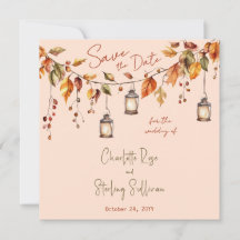 Autumn Leaves Rustic Watercolor Elegant Wedding