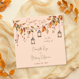 Autumn Leaves Rustic Watercolor Elegant Wedding 招待状