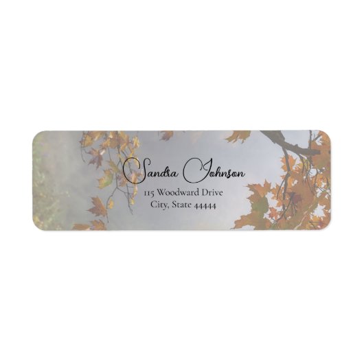 Autumn Leaves Rustic Wedding Label ラベル (正面)