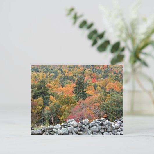 Autumn Leaves Stone Wall Personalized ポストカード (スタンド正面)