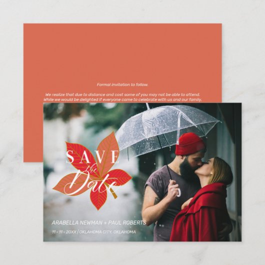 Autumn Leaves Themed Wedding Custom Photo Script (正面/裏面)