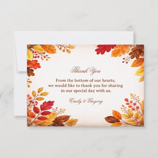 Autumn Leaves Warm Botanical サンキューカード (正面)