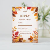 Autumn Leaves Warm Botanical 出欠カード (スタンド正面)