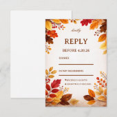 Autumn Leaves Warm Botanical 出欠カード (正面/裏面)