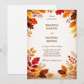 Autumn Leaves Warm Botanical 招待状 (正面/裏面)