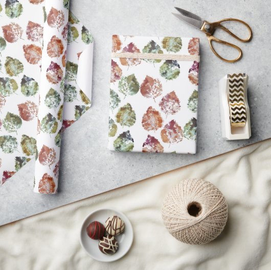 Autumn Leaves Watercolor Art ラッピングペーパー (クラフト)