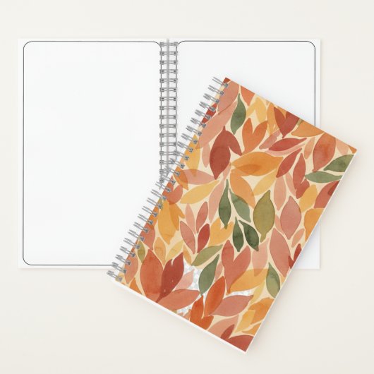 Autumn Leaves Watercolor Pattern ノートブック (内側)
