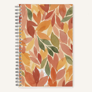 Autumn Leaves Watercolor Pattern ノートブック