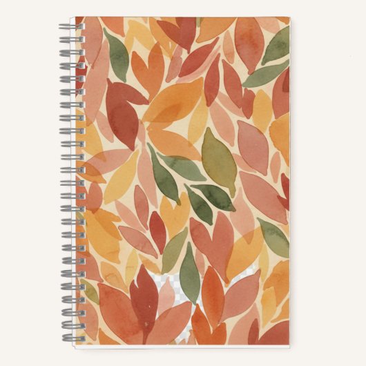 Autumn Leaves Watercolor Pattern ノートブック (正面)