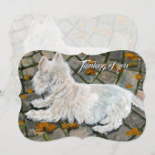 Autumn Leaves Westie on Patio シーズンカード (正面/裏面)