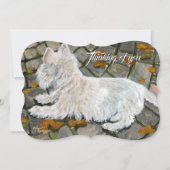 Autumn Leaves Westie on Patio シーズンカード (正面)