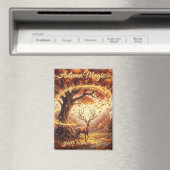 Autumn Magic Forest Deer Personalized Magnet マグネット (インサイチュ (食洗機))