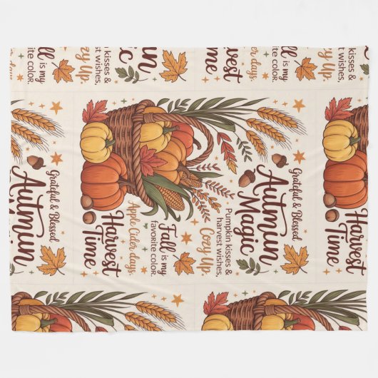 Autumn magic harvest time stylish Blanket New Home フリースブランケット (正面(横))