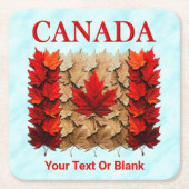 Autumn Maple Leaf Canadian Flag スクエアペーパーコースター (正面)